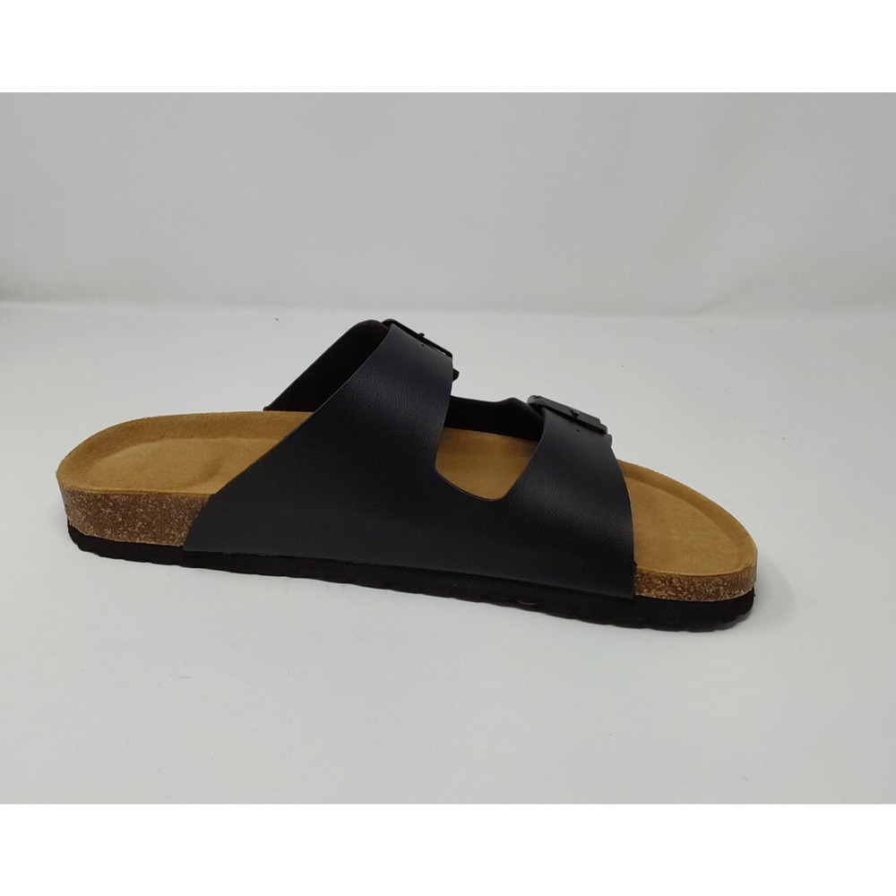 SUFU Black Nappa Leather Double Strap Sandals Men's Size 13 Cork Footbed NIB - Picture 6 of 16